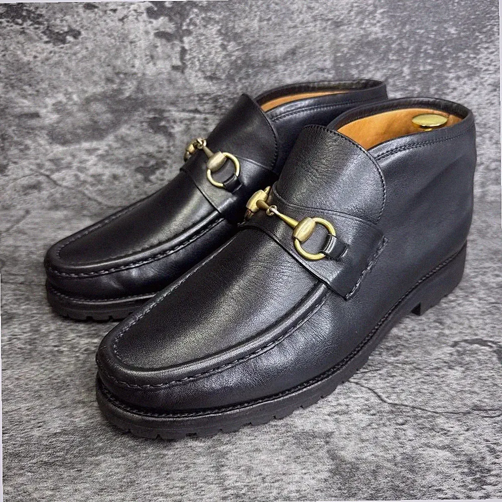 GUCCI Chukka Boots Schuhe Horsebit EU 41 US 7,5 Leder Schwarz Original
