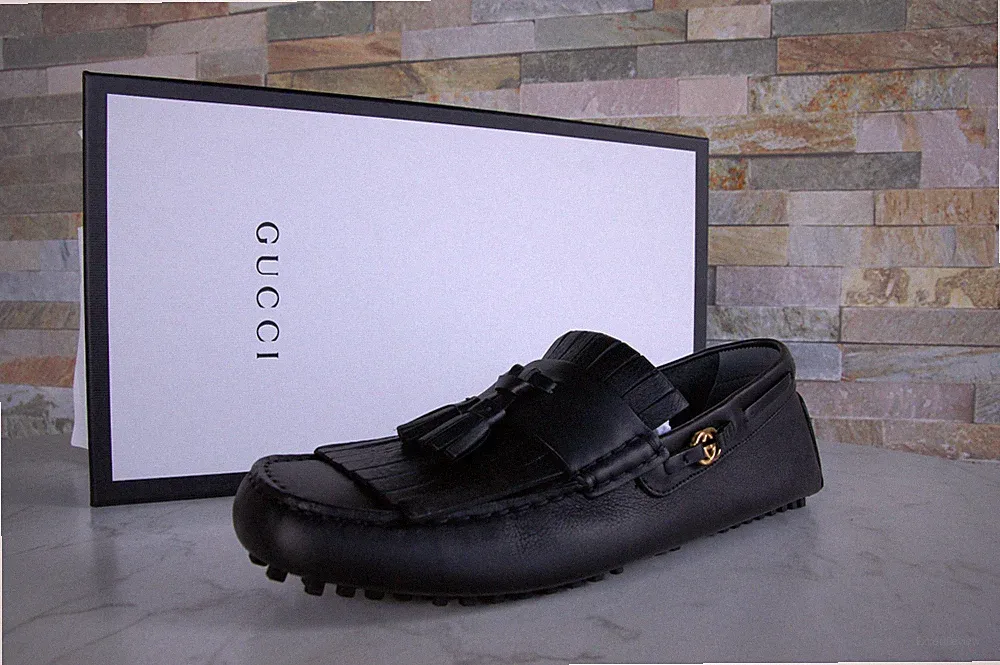GUCCI eu 43 Herren Mokassins Slipper Slip-On Loafers schwarz neu ehem UVP 720€