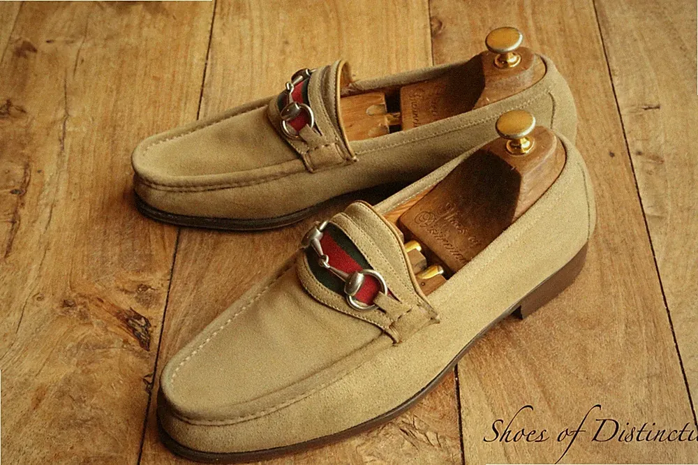 Gucci GG Braun Wildleder Horsebit Halbschuhe Schuhe Herren UK 6,5 US 7,5 EU 40,5