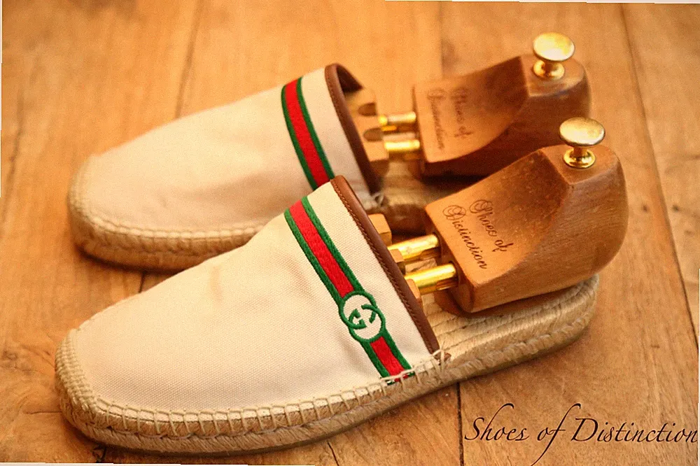 Gucci GG Canvas Braun Leder Espadrilles Halbschuhe Schuhe Herren UK 7 US 8 EU...