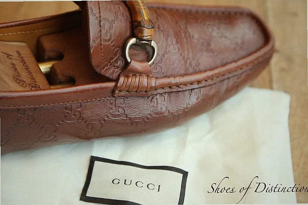 Gucci GG Monogram Braun Bambus Bit Halbschuhe Schuhe Flats Herren UK 7,5 G US 8,5
