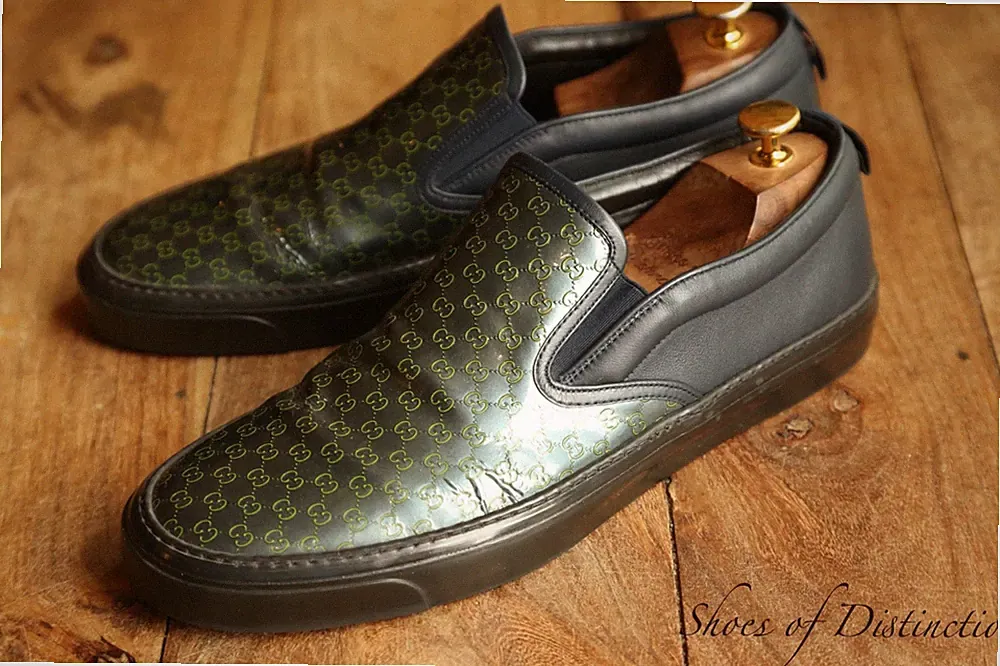 Gucci GG Monogram Leder Schuhe Espadrilles Halbschuhe Herren UK 9 GEU 43 US 10
