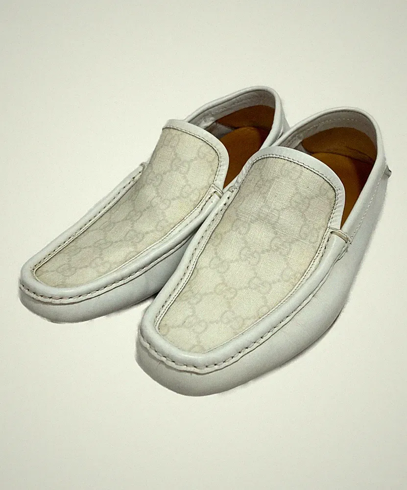 GUCCI Halbschuhe Driving Schuhe GG EU 42 US 8,5 Weiß Original