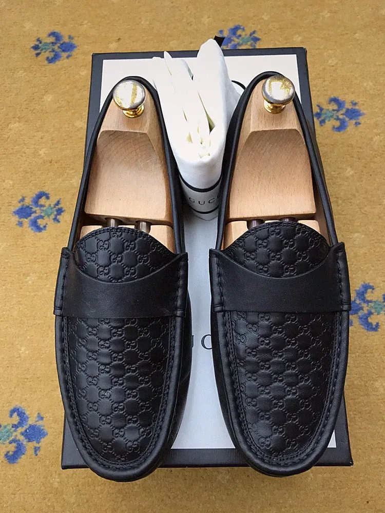 Gucci Halbschuhe Leder Schuhe Monogramm Microguccissima Driver Herren US 8 UK 7,5 41+