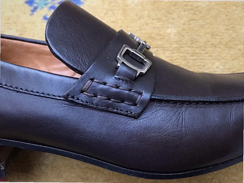 Gucci Halbschuhe Leder Schuhe Silber Horsebit Schnalle Braun Herren UK 6 US 7 EU 40