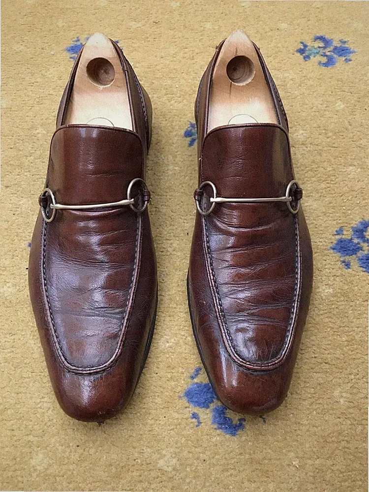 Gucci Halbschuhe Schuhe Braun Leder Horsebit Schnalle Herren US 9 UK 8,5 D EU 42,5