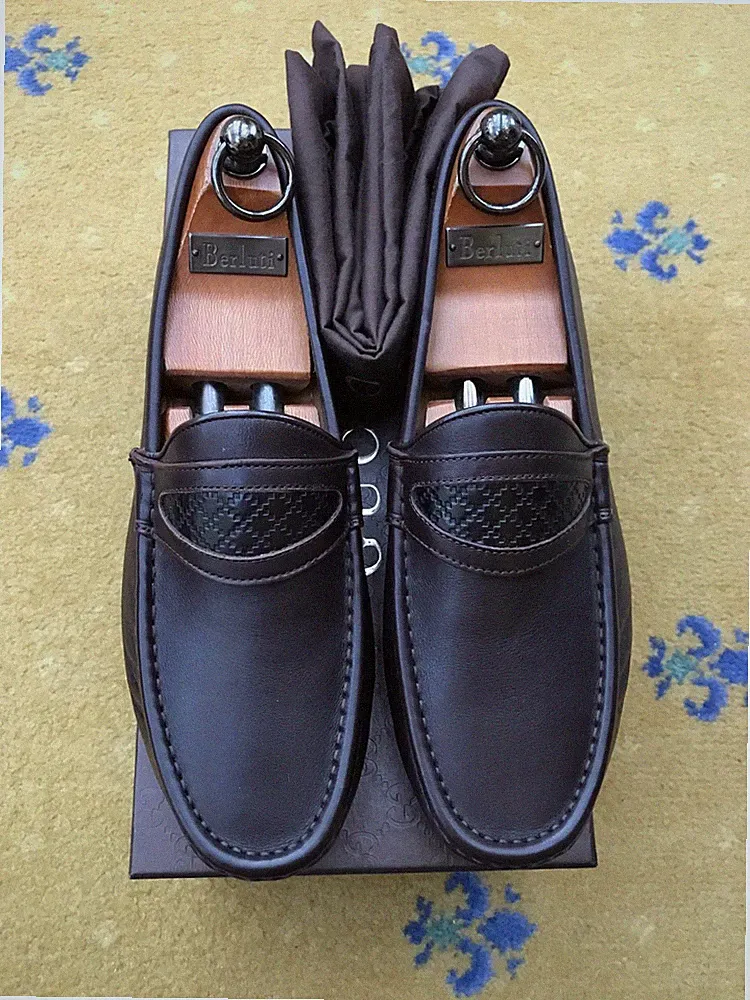 Gucci Halbschuhe Schuhe Fahrer Braun Diamanten Leder Herren US 6 UK 5,5 EU 39,5 NEU