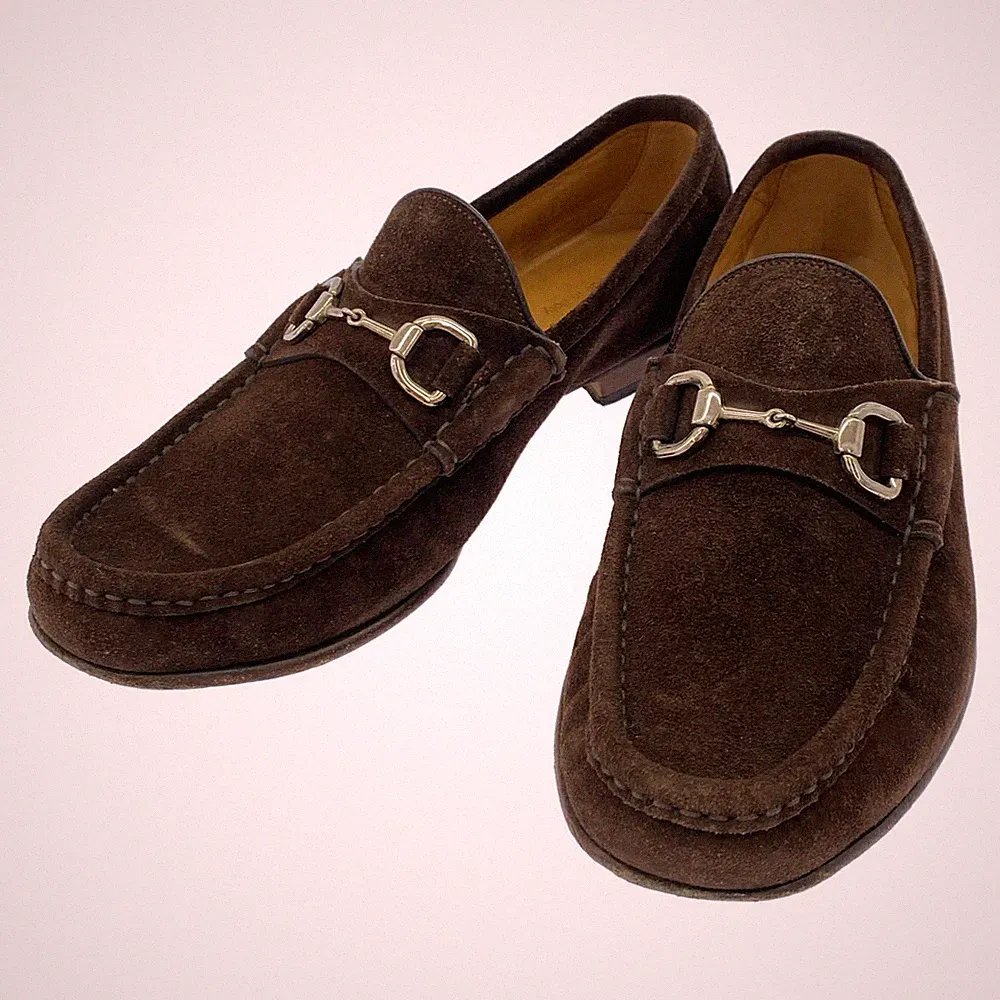 GUCCI Halbschuhe Schuhe Horsebit EU 40,5 US 7 Wildleder Braun Original
