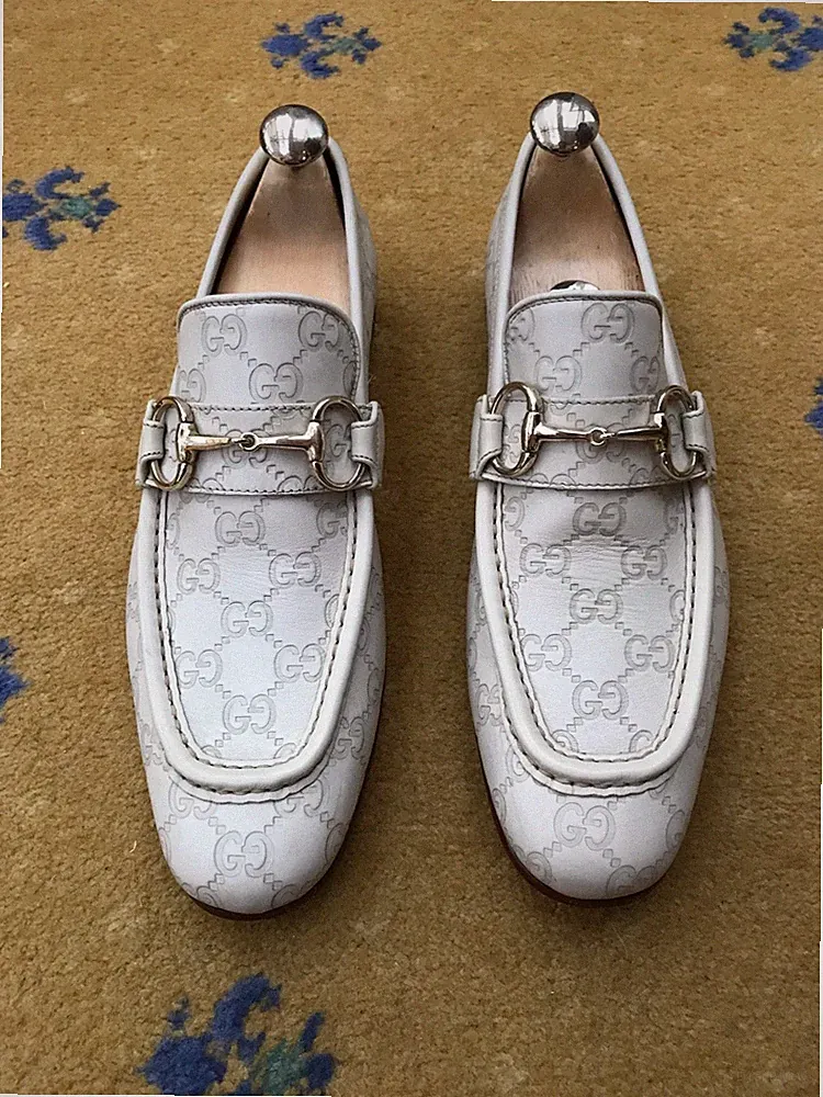Gucci Halbschuhe Schuhe Leder Playboy Monogram Horsebit Herren UK 6,5 US 7,5 EU 40,5