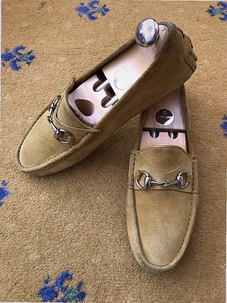 Gucci Halbschuhe Schuhe Wildleder Horsebit Senfgelb Fahrer Herren UK 6 US 7 EU 40