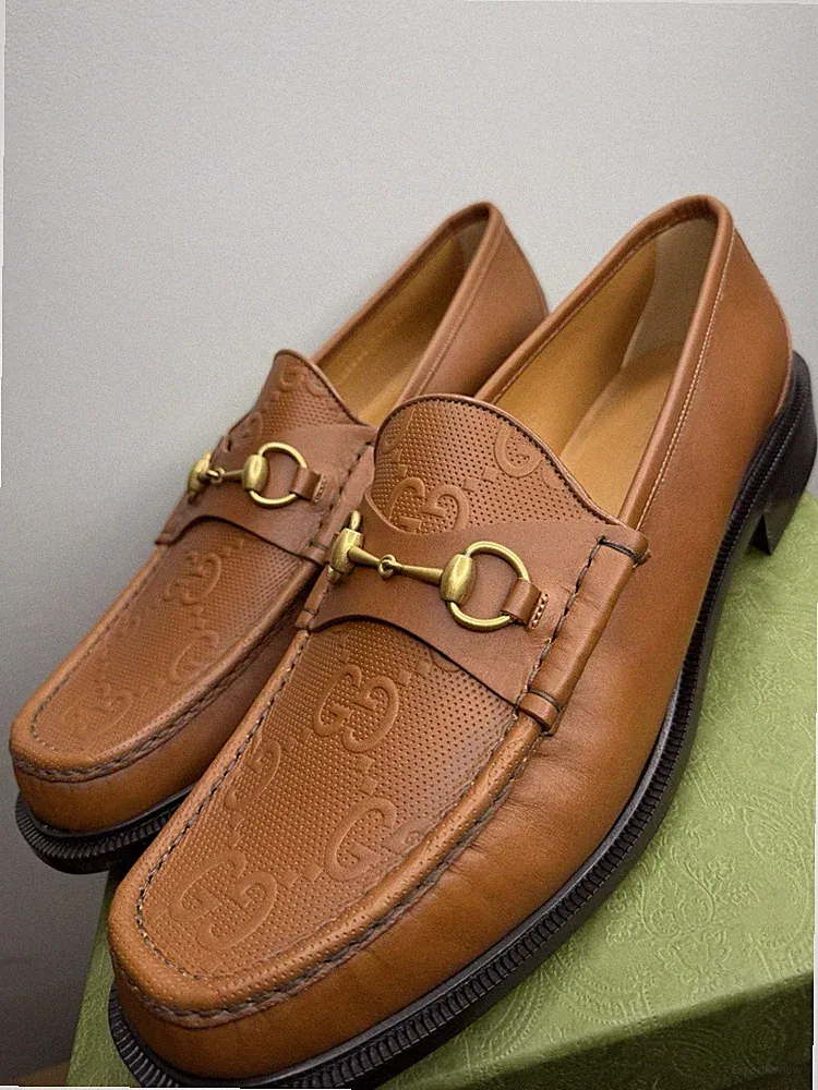 Gucci Herren Braun Leder GG Monogramm Horsebit Halbschuhe Größe 15UK/16US