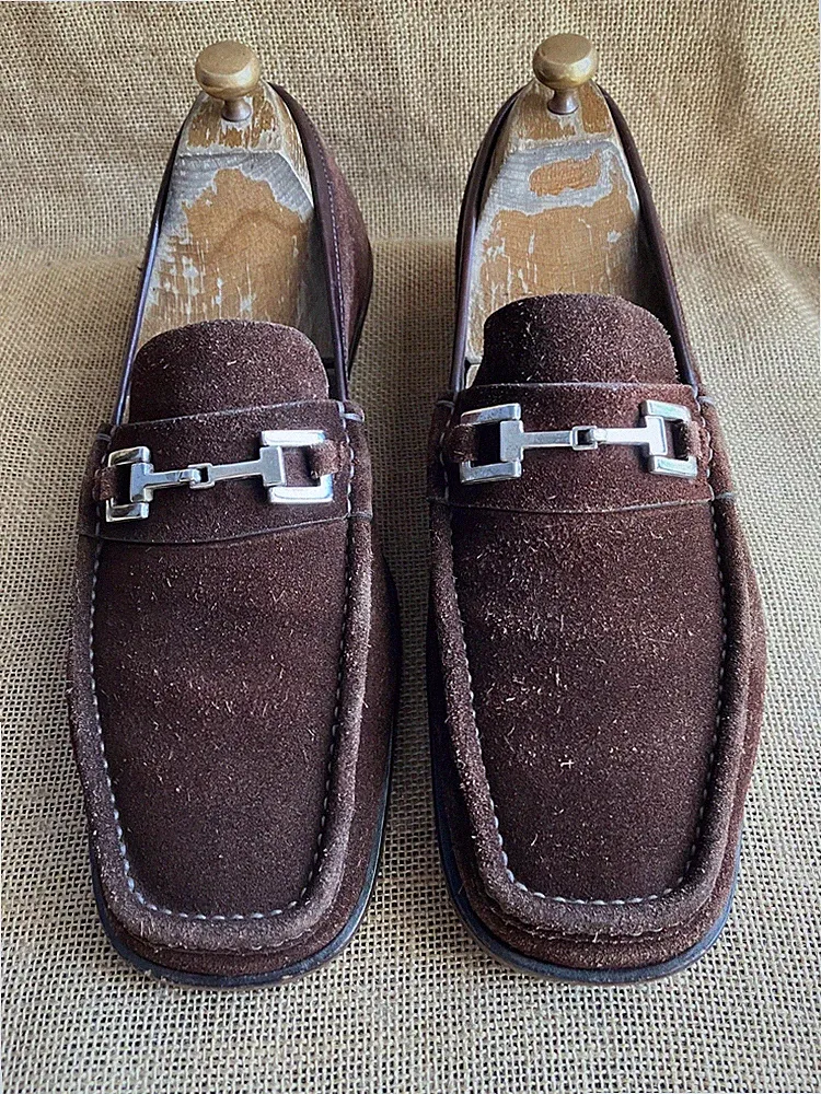 Gucci Herren Braun Wildleder Leder Slipper Horsebit Halbschuhe Größe US 11 ||...