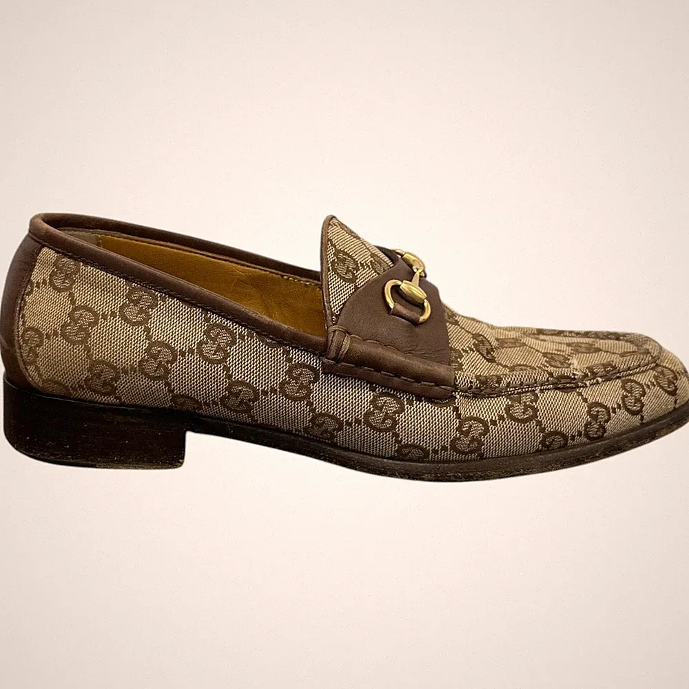 Gucci Herren GG Supreme Jordaan Halbschuhe Beige Größe UK 6 / EU 40