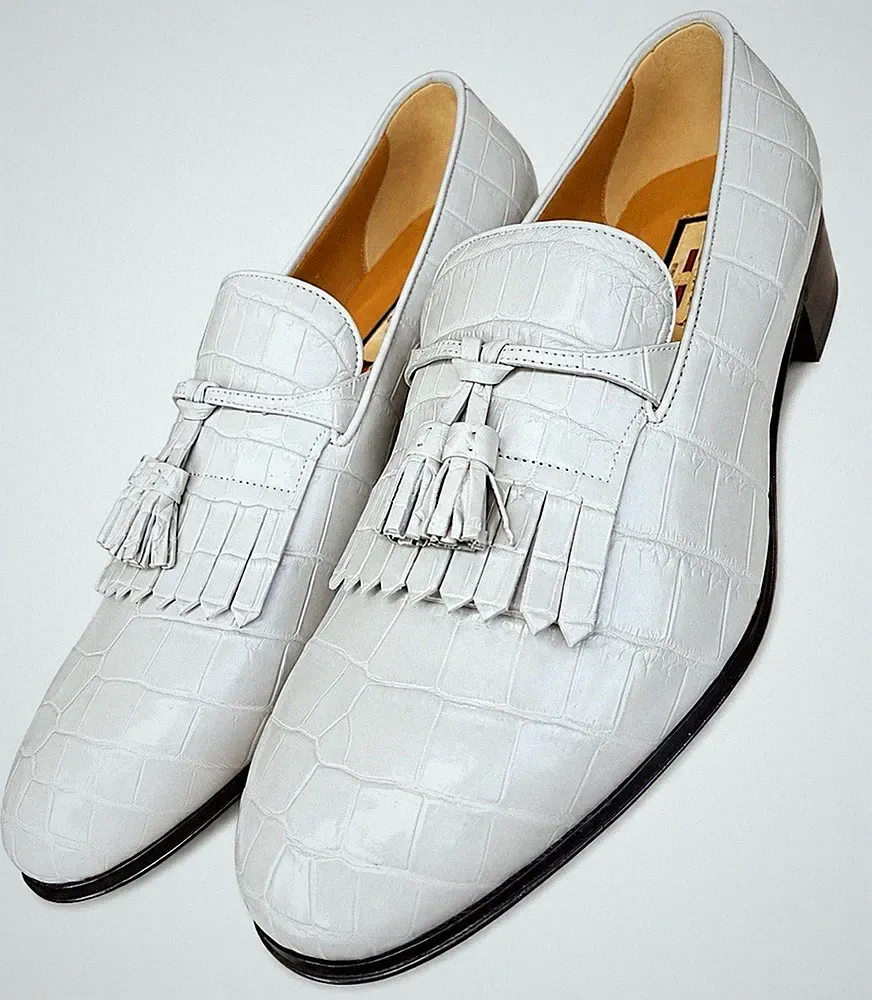 Gucci Herren Krokodil Halbschuhe Grau Quaste Elegant Schuhe Größe 10UK/11US UVP £4400