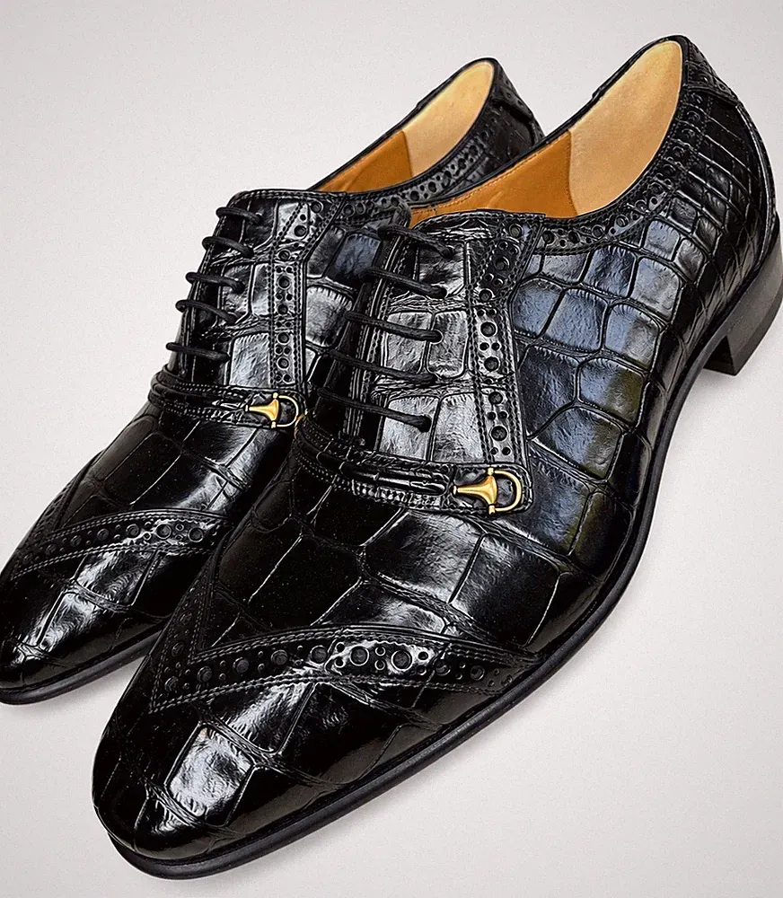 Gucci Herren Krokodil Halbschuhe Schwarz Horsebit Elegant Schuhe Größe 10UK/11US UVP £4400
