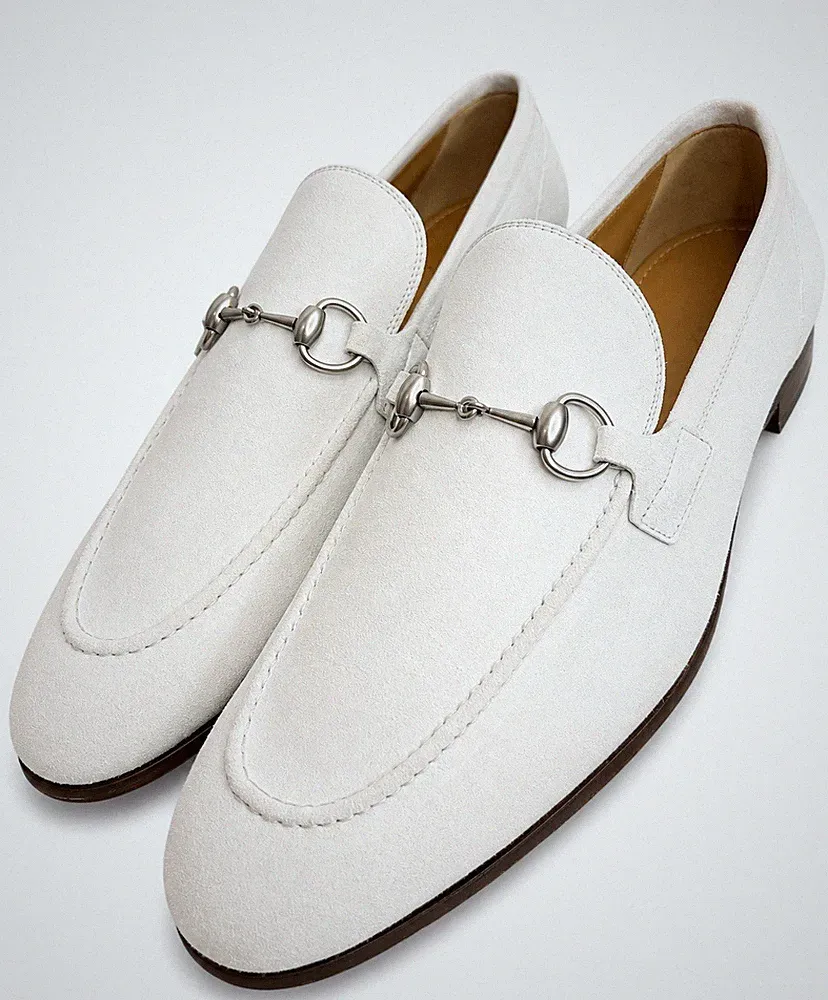 Gucci Herren Leder Halbschuhe Grau Wildleder Horsebit 1955 Elegant Schuhe Gr. 10,5 UK/11,5 US