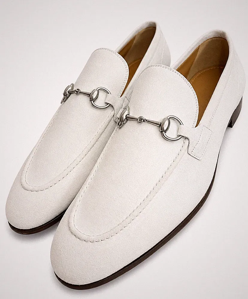 Gucci Herren Leder Halbschuhe Grau Wildleder Horsebit 1955 Elegant Schuhe Größe 12UK/13US