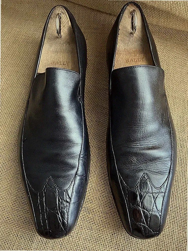 Gucci Herren Schwarz Alligator Leder Slipper Halbschuhe Größe UK 9 D || US 9,...