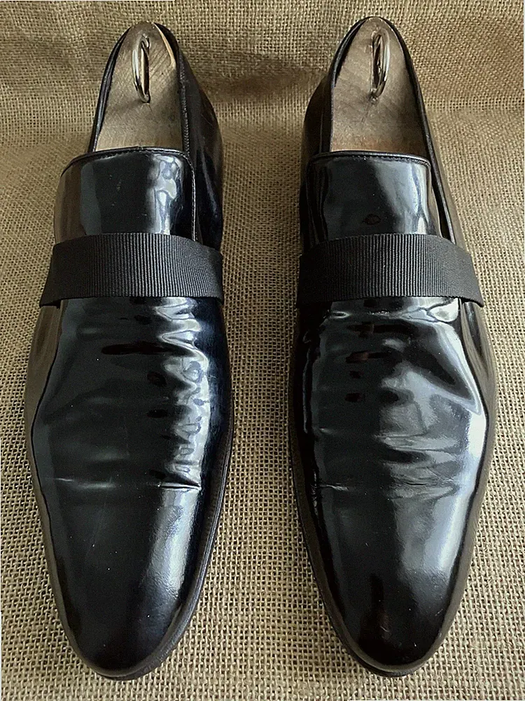 Gucci Herren Schwarz Lackleder Slipper Halbschuhe Größe US 8 || 41 E