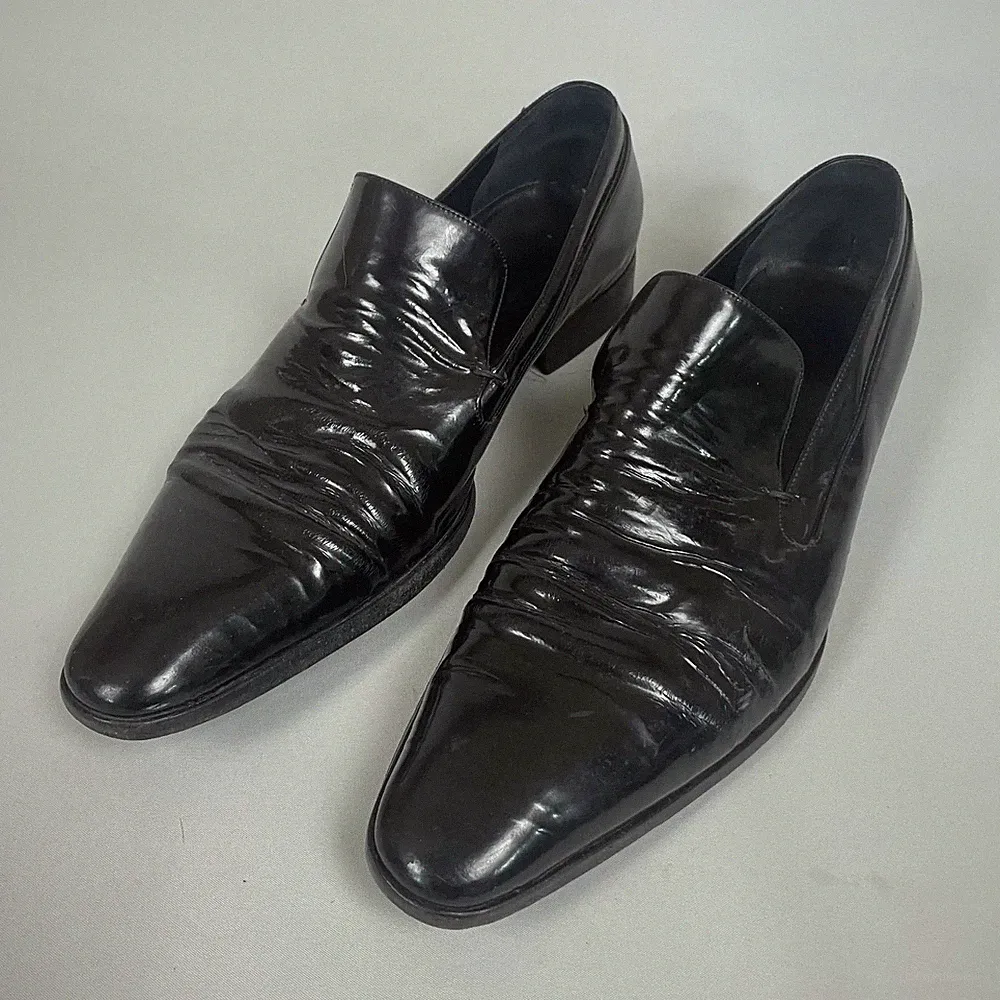 Gucci Herren Schwarz Leder Halbschuhe Formell UK11/EU45 Italienische Slipper Schuhe Vintage