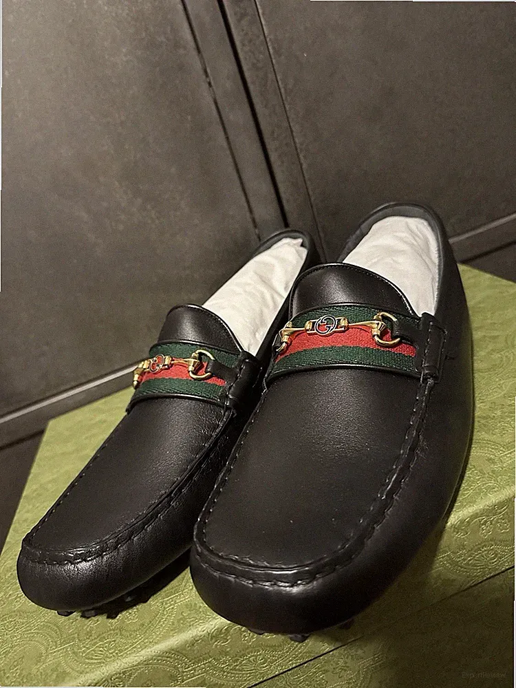Gucci Herren Schwarz Leder Ineinandergreifend GG Driver Halbschuhe Größe 13UK/13,5US