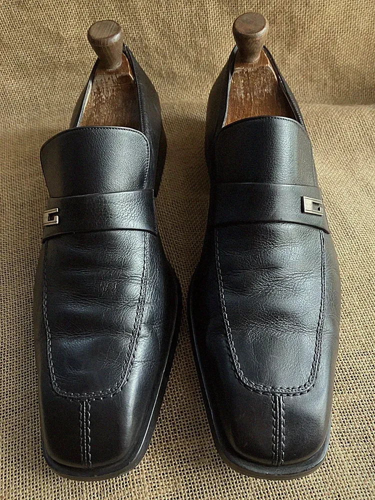 Gucci Herren Schwarz Leder Slipper Geteilte Zehe Halbschuhe Größe US 10 || 43...