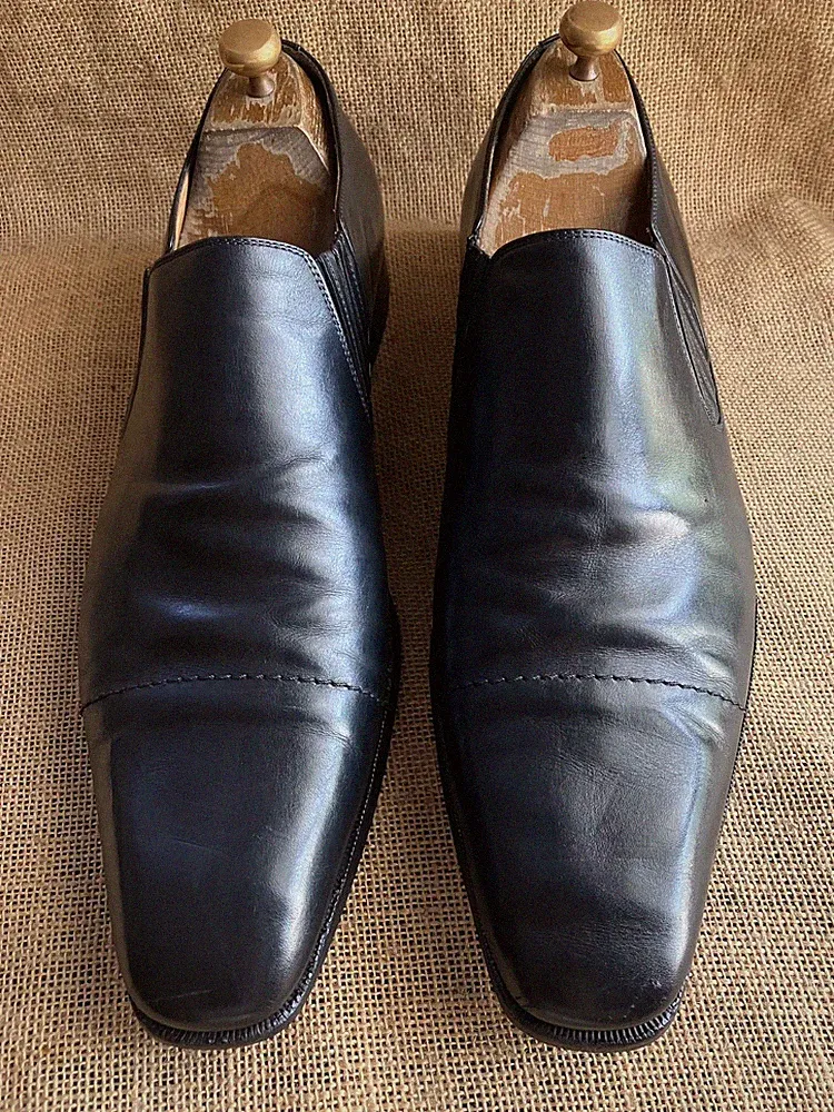 Gucci Herren Schwarz Leder Slipper Halbschuhe Größe UK 12 || US 13 / 202705