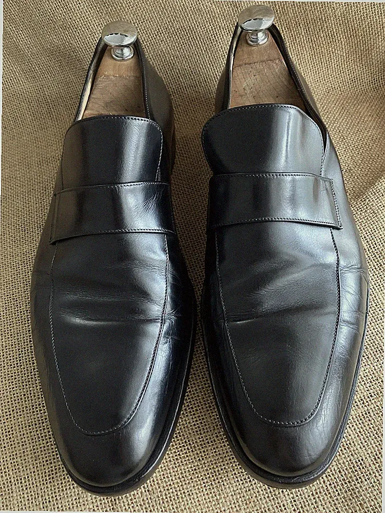Gucci Herren Schwarz Leder Slipper Halbschuhe Größe US 10,5 || EU 43,5 E