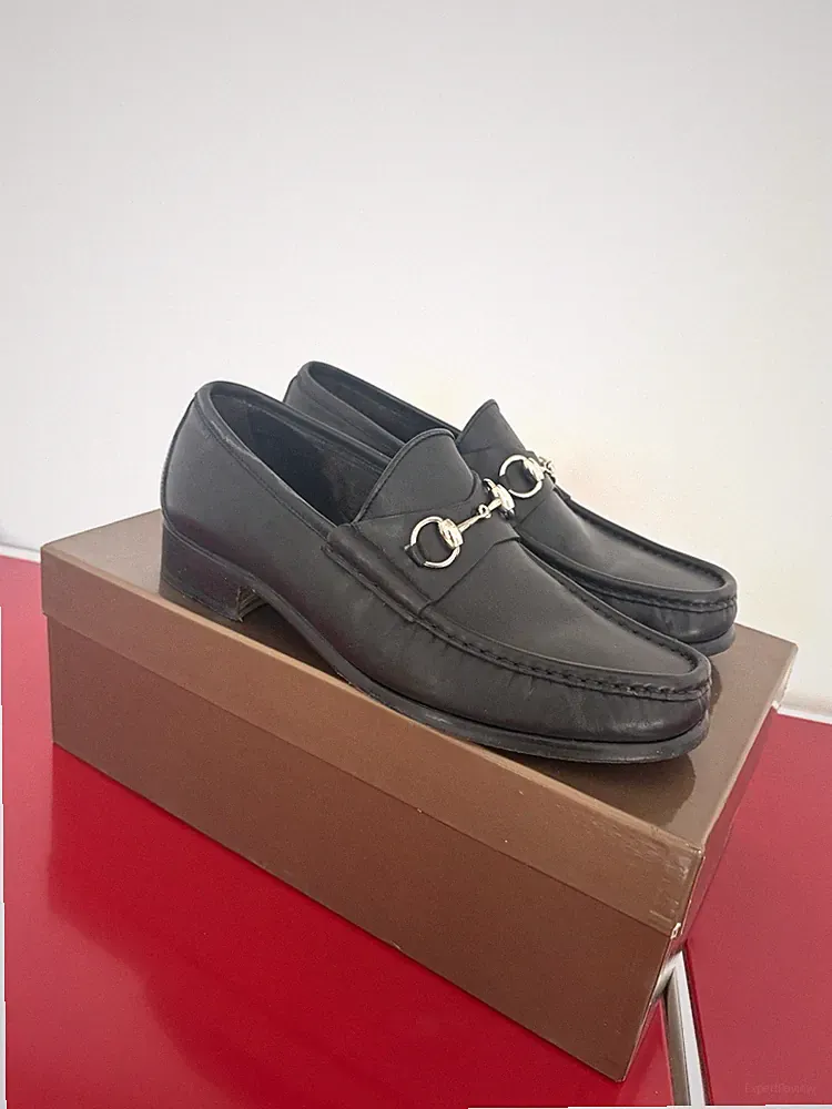 Gucci Herren Slipper Loafer 1953 Horsebit Logo Leder schwarz EU 43 E Slip-On