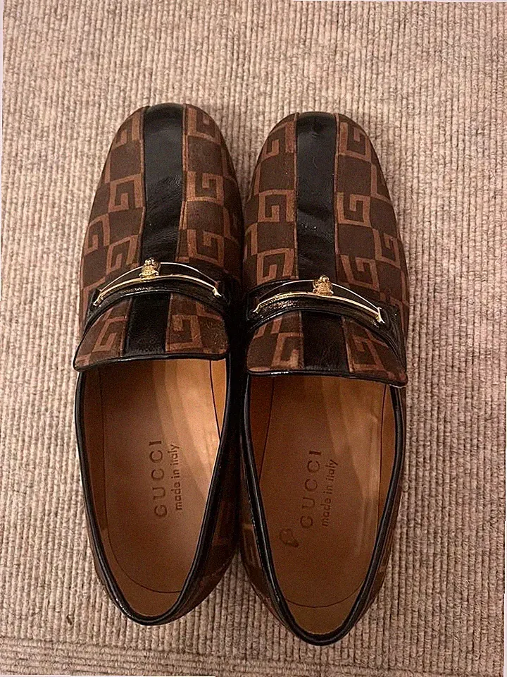 Gucci Herren Wildleder Loafer "Square G Feline Medallion" – Größe 42 – Original