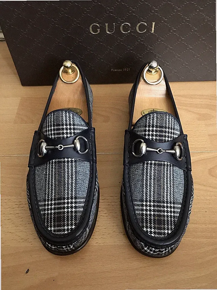 Gucci Horsebit 1953 Herren Blau Denim Leder Horsebit Halbschuhe Schuh UK 6