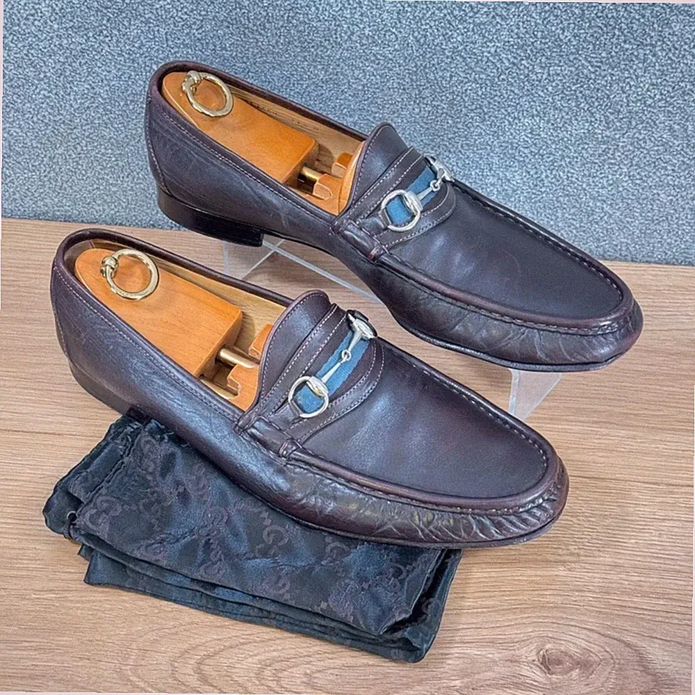 Gucci Horsebit Halbschuhe Braun Leder Herren UK 13 US 13,5 Klassische Schuhe Slipper
