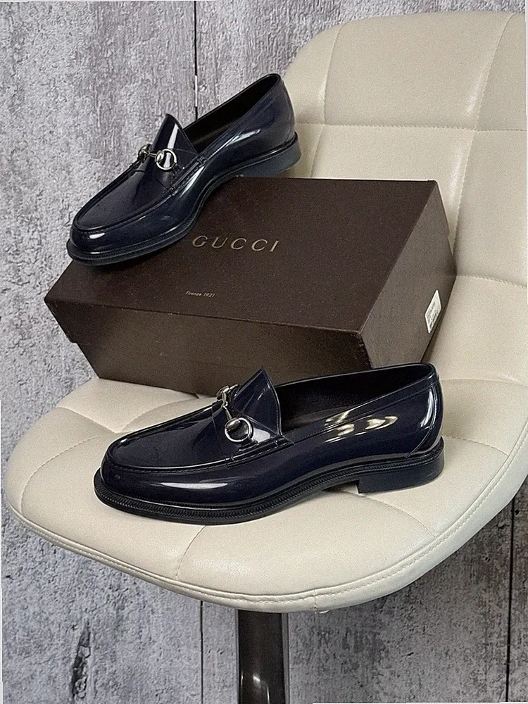Gucci Horsebit Halbschuhe Navy Urban Rubber Drive Slipper Schuhe Herren Größe...