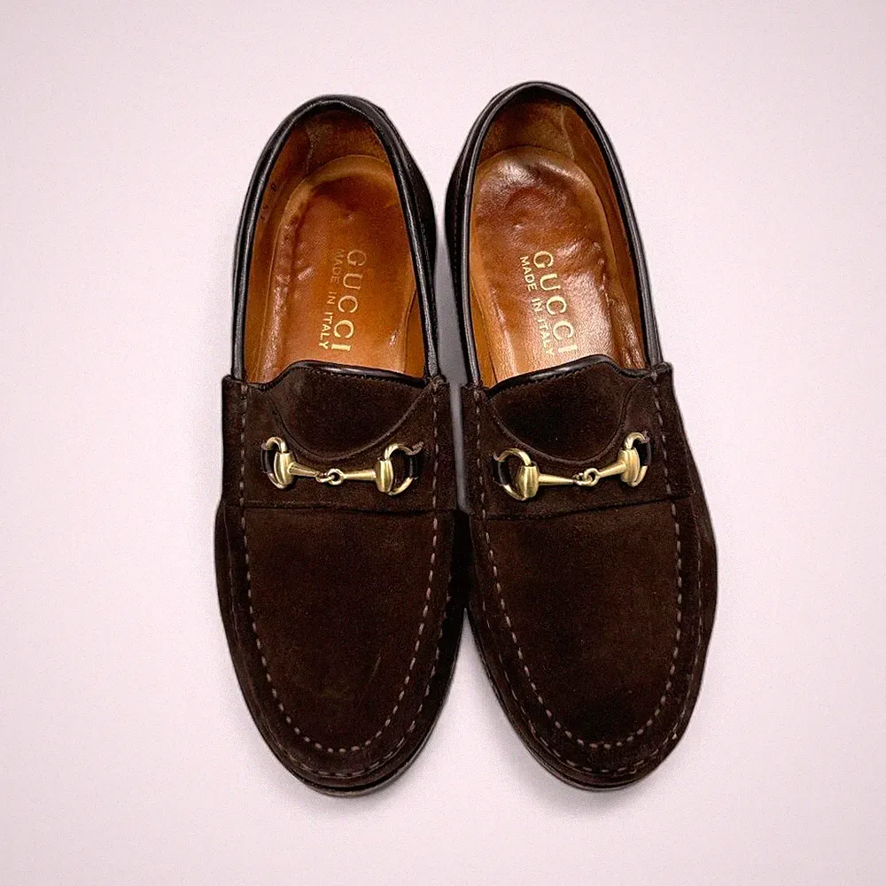 Gucci Horsebit Halbschuhe Wildleder Dunkelbraun Damen Größe 4,5B 22 cm...