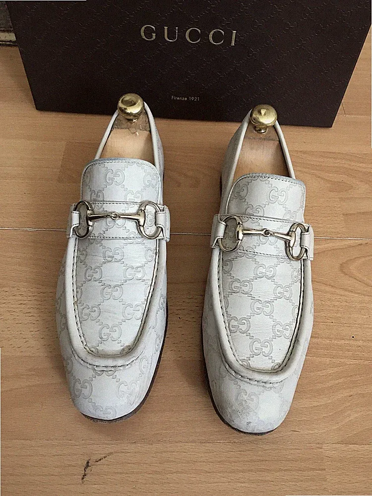 Gucci Horsebit Monogram Leder Horsebit Herren Halbschuhe Schuh UK 7,5, EU 41,5