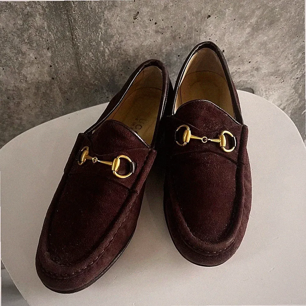 Gucci Horsebit Wildleder Halbschuhe Dunkelbraun EU 36 Damen