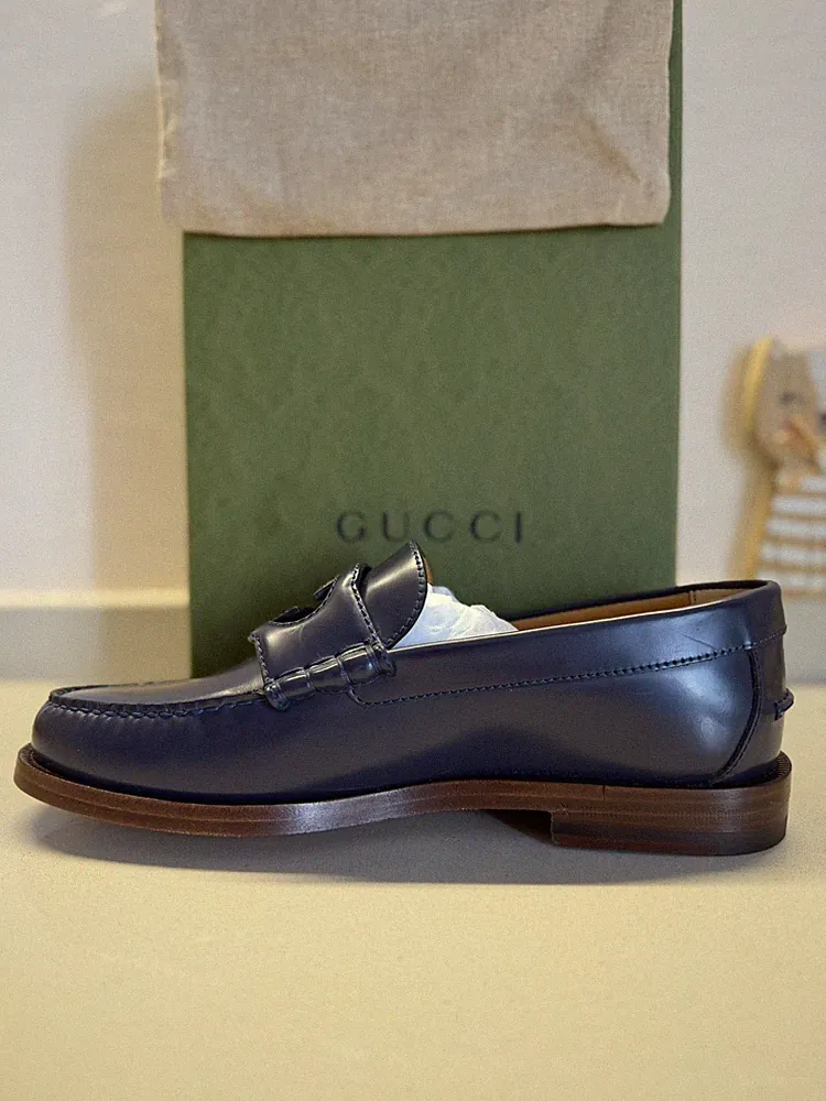 ✅Gucci Interlocking G Halbschuh Leder Blau *EU 40 * ✅