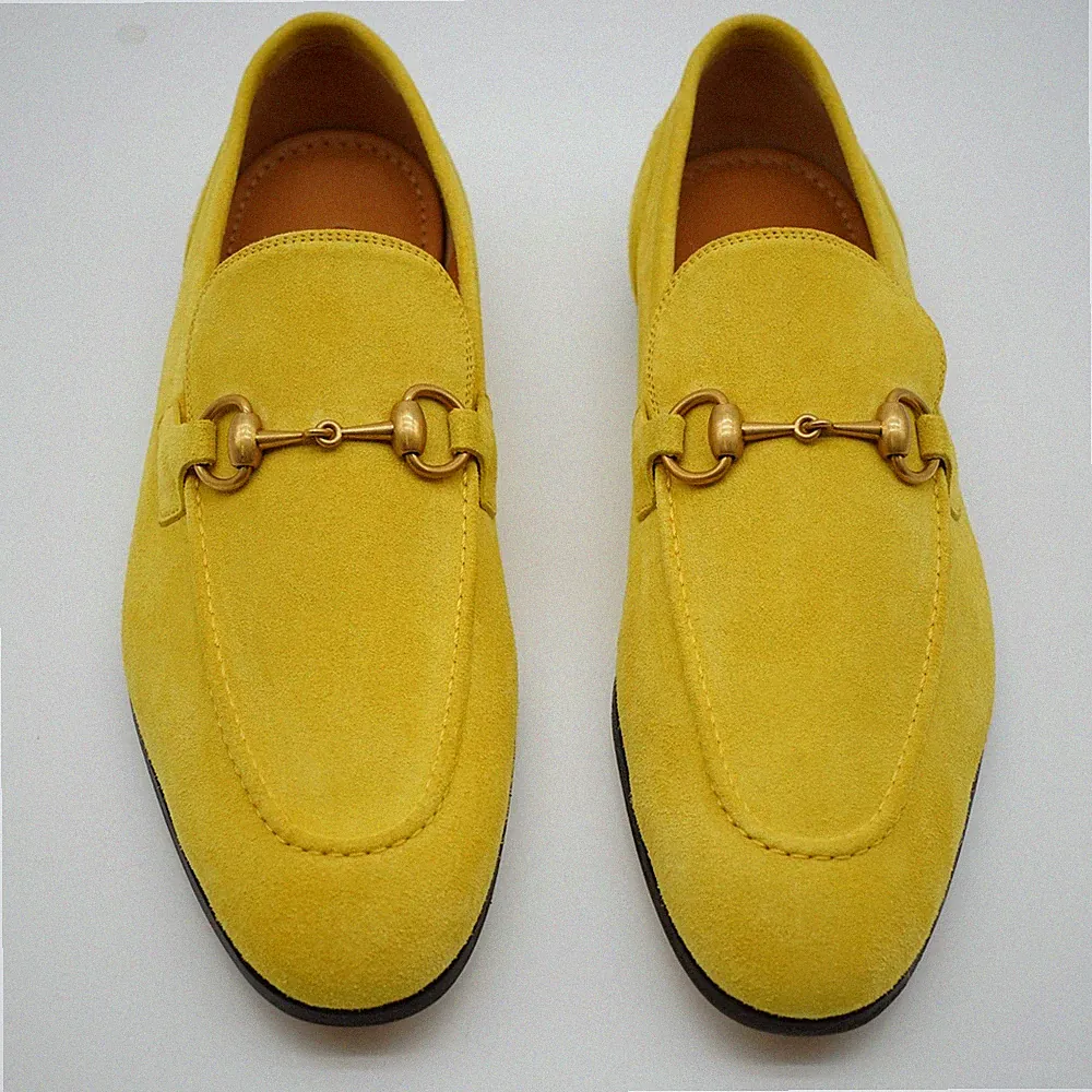 Gucci Jordaan Horsebit Halbschuhe Schuhe Wildleder gelb UK 7 US 7,5 1791 (ex Display)