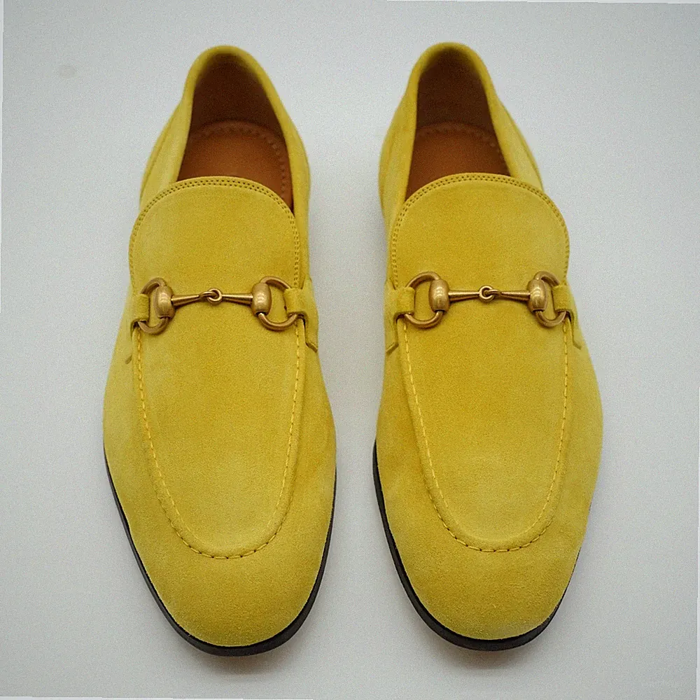 Gucci Jordaan Horsebit Halbschuhe Schuhe Wildleder gelb UK 8 US 8,5 1791 (ex Display)