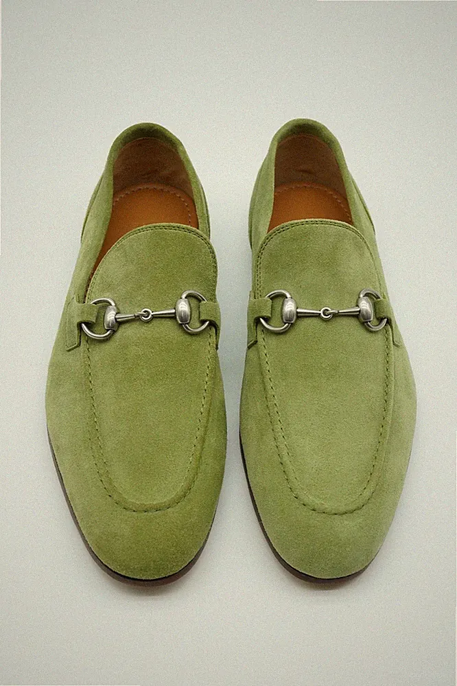 Gucci Jordaan Horsebit Halbschuhe Schuhe Wildleder Grün UK 7 US 7,5 179 Ex Display