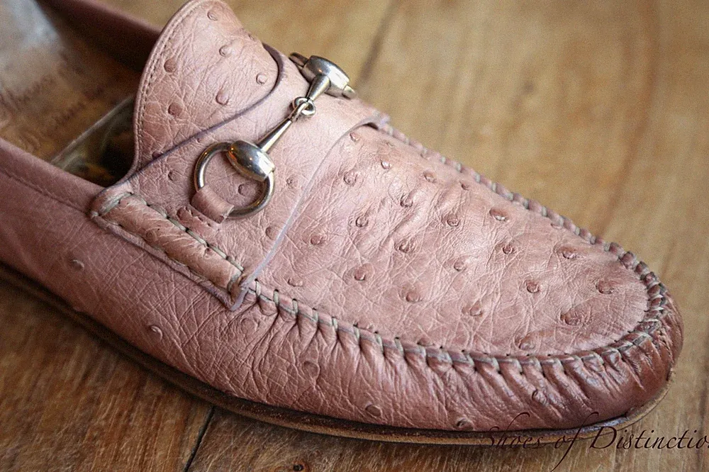 Gucci Lachs Straußenleder Schuhe Halbschuhe Herren UK 8,5 US 9,5