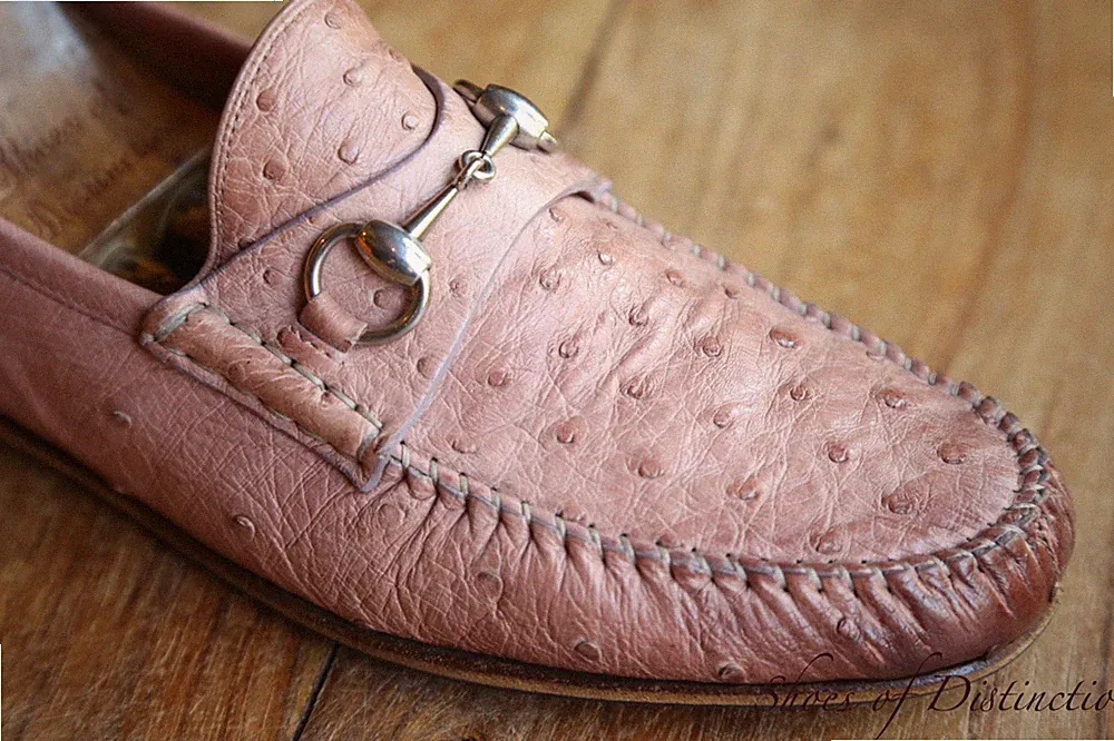 Gucci Lachs Straußenleder Schuhe Halbschuhe Herren UK 8,5 US 9,5