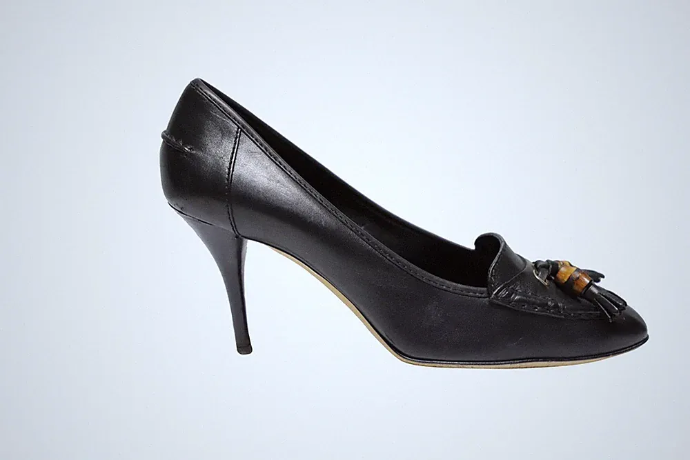 Gucci Loafer Pumps mit Quasten und Bambusakzent in braunem Leder Damen schwarz Größe