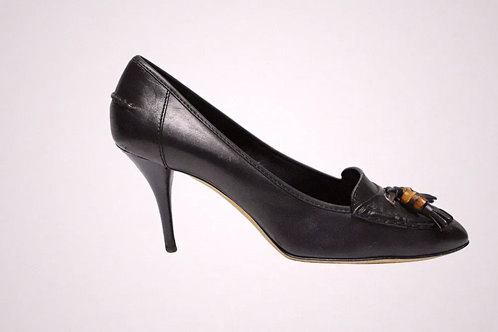 Gucci Loafer Pumps mit Quasten und Bambusakzent in braunem Leder Damen schwarz Größe