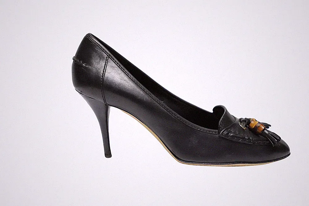 Gucci Loafer Quaste Pumps mit Bambusakzent in braunem Leder Damen schwarz UK