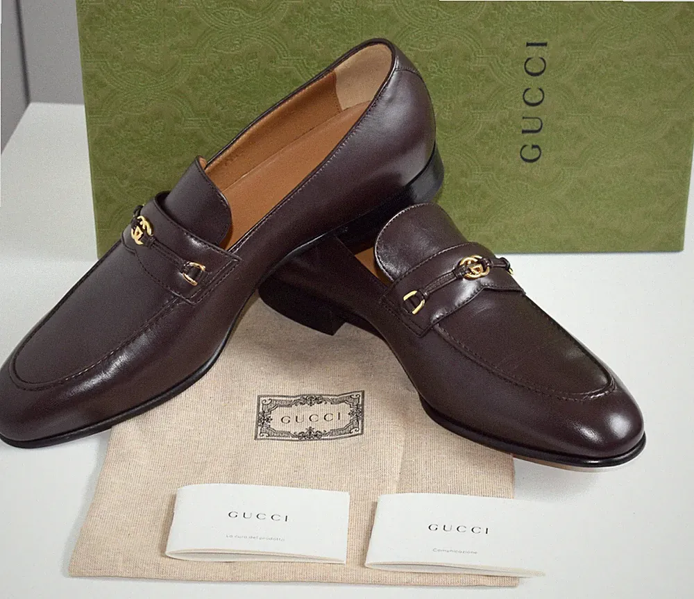 GUCCI Luxus Herren Schuhe Business Leder braun EU 44; UK 10; US 10,5