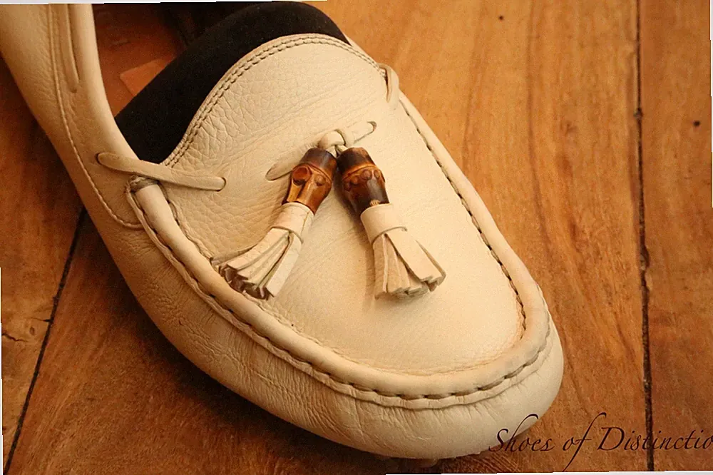 Gucci Mystic White Bamboo Bit Loafers Driving Schuhe Damen UK 5,5 US 8,5 EU 38,5