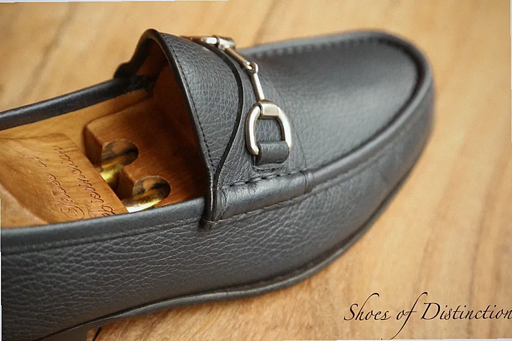Gucci Navy Blau Leder Silber Bit Halbschuhe Schuhe Herren UK 7 US 8 EU 41