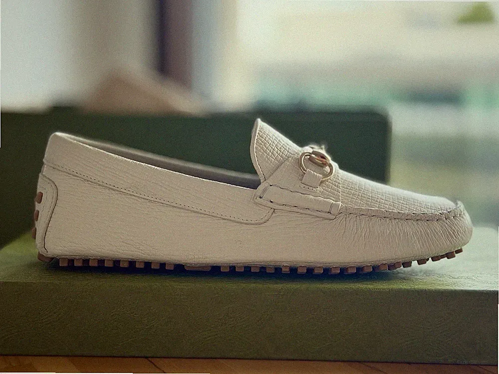 GUCCI neue Herren Halbschuhe, cremefarbenes Leder mit Schnalle, int. Leder, EU 41 (UK 7) 674254