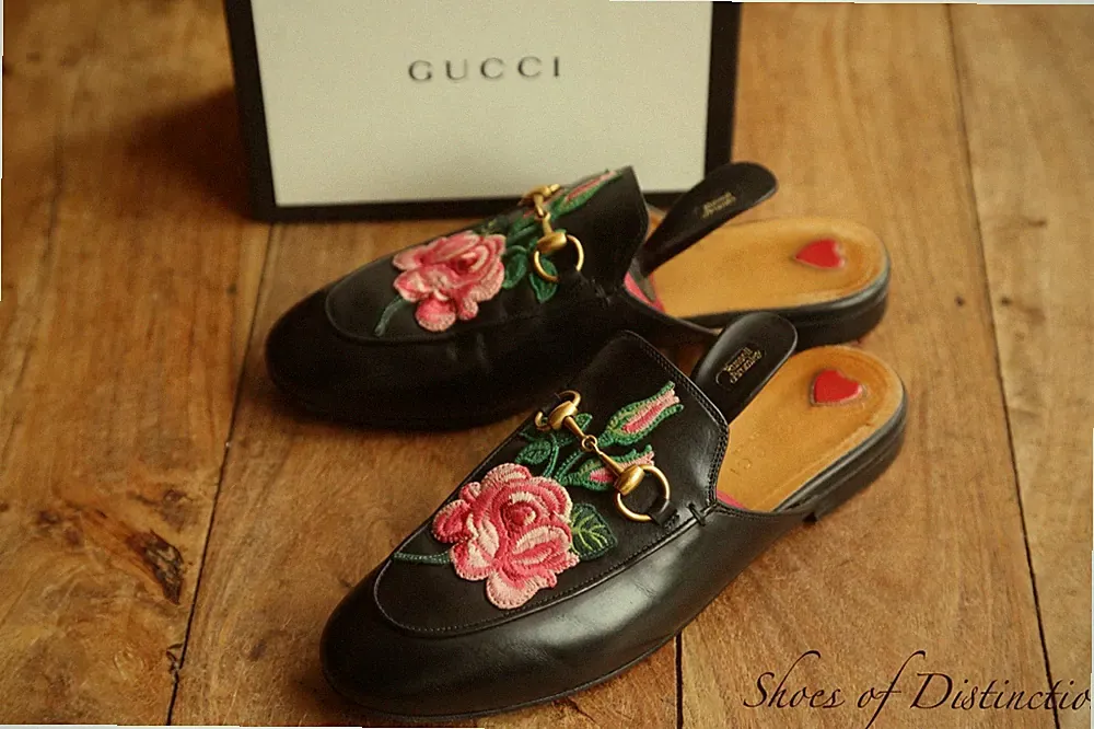 Gucci Princetown schwarz Leder Messing Bit Schuhe Halbschuhe Damen UK 3,5 US 6,5